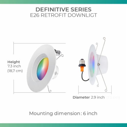 5/6 In. WiFi Smart 12W 1100LM Recessed Retrofit LED Downlight Kit, Alexa/Google, Wet Rated Perspective: left