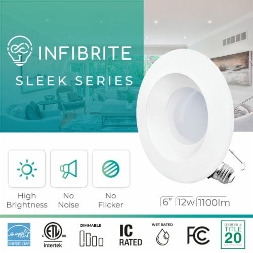 6 In. WiFi Smart 12W 1100LM Thin Recessed Retrofit LED Light/Google, Wet Rated (6 Pack) Perspective: left