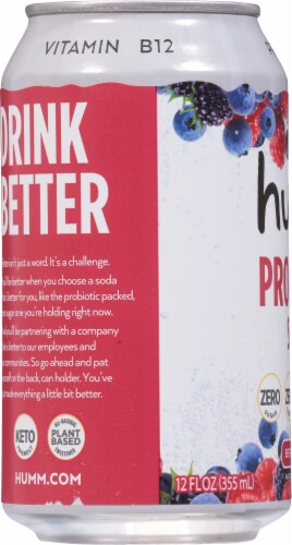 Humm Kombucha® Berry Cream Probiotic Soda Perspective: left