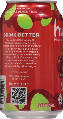 Humm® Cherry Limeade Kombucha Can Perspective: left