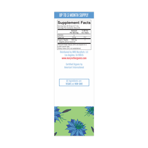 Maryruth's® Organic Black Seed Oil Liquid Extract Perspective: left
