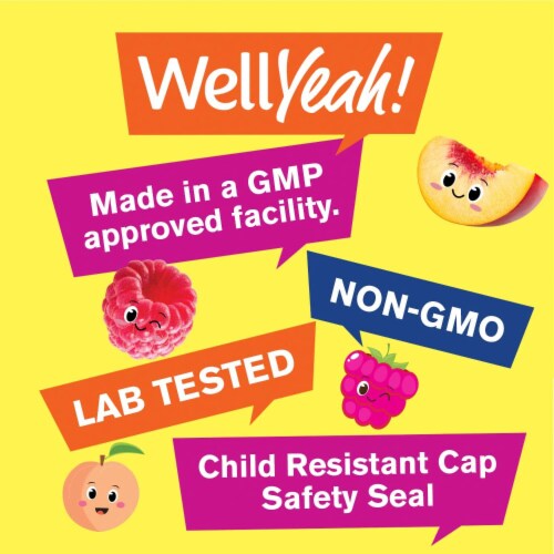 WellYeah Magnesium Citrate For Kids Gummies Raspberry And Peach Flavor 60 Count Perspective: left