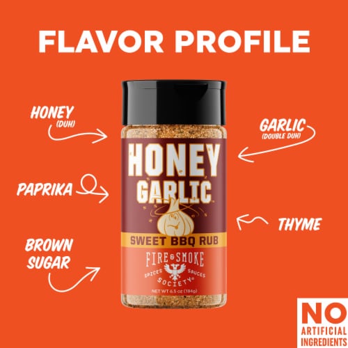 Fire & Smoke Society® Honey Garlic™ Sweet BBQ Rub Perspective: left