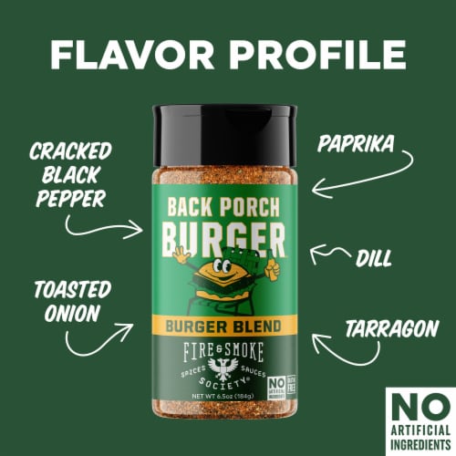 Fire & Smoke Society® Back Porch Burger™ Seasoning Blend Perspective: left