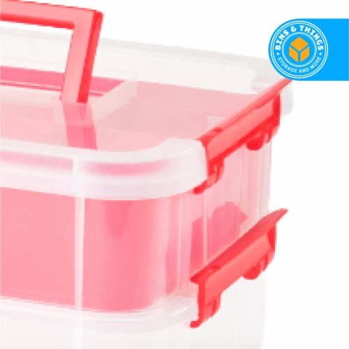 Bins  Things 2 Trays Red Stackable Storage Container Organizer Perspective: left