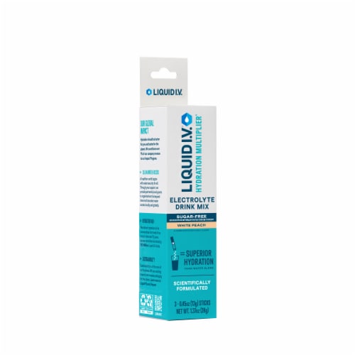 Liquid I.V.® Hydration Multiplier® Zero Sugar White Peach Drink Mix Packets Perspective: left