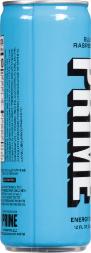 Prime Blue Raspberry Energy Drink Perspective: left