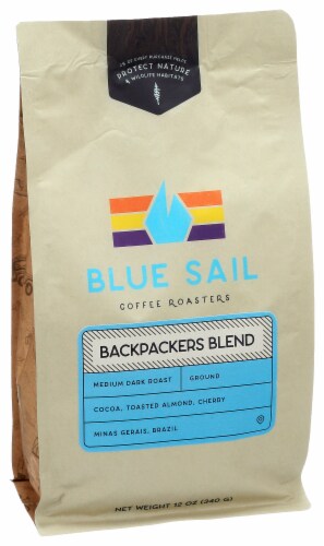 Blue Sail Backpacker's Blend Medium Dark Roast Ground Coffee Perspective: left