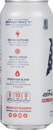 1st Phorm Screamin' Freedom Energy Drink Can Perspective: left