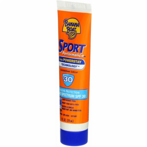 Banana Boat Sport Performance Sunscreen, SPF 30, Water Resistant, 1 fl oz (4 pack) (Bundle) Perspective: left