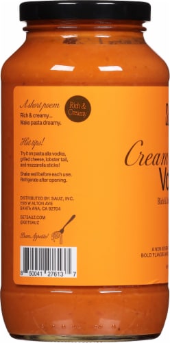 Sauz Creamy Calabrian Vodka Pasta Sauce Perspective: left