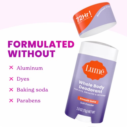 Lume Women's Whole Body Deodorant Smooth Solid Soft Powder Aluminum Free Perspective: left