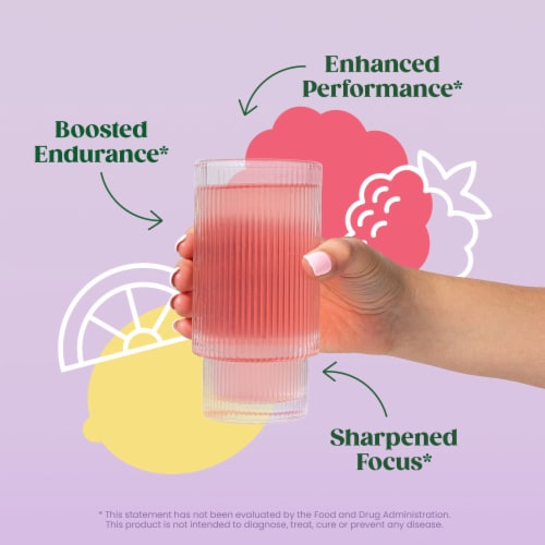 Bloom Raspberry Lemonade High Energy Pre-Workout Supplement Powder Perspective: left