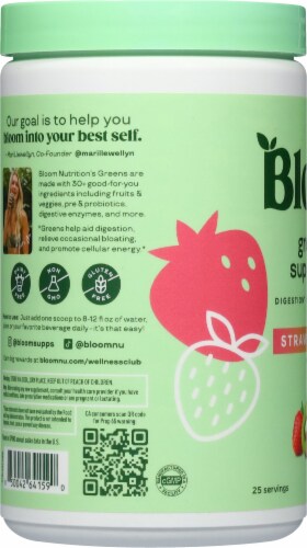Bloom Greens & Superfoods Strawberry Kiwi Dietary Supplement Perspective: left