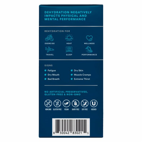 Drip Drop® Dehydration Relief Fast™ Juicy Electrolyte Drink Mix Variety Carton Perspective: left