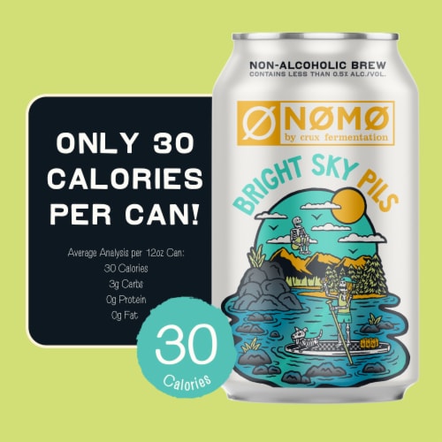 NØ MØ Non-Alcoholic Bright Sky Pils Craft Beer Perspective: left