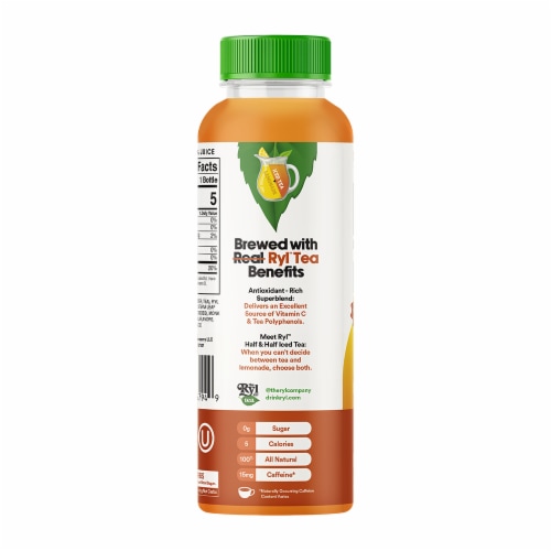 The Ryl Company™ Half & Half Antioxidant Superblend Zero Sugar Iced Tea Bottle Perspective: left