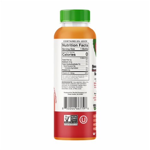 The Ryl Company™ Raspberry Antioxidant Superblend Zero Sugar Iced Tea Bottle Perspective: left