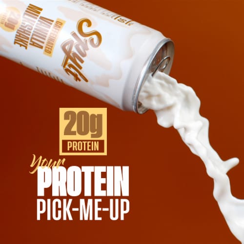 Spylt Caffeinated Vanilla Milkshake Protein Drink Perspective: left