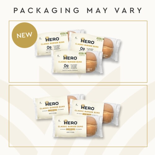 Hero Bread™ 0g Net Carb Hamburger Buns Delicious Keto Friendly Burger Buns Perspective: left