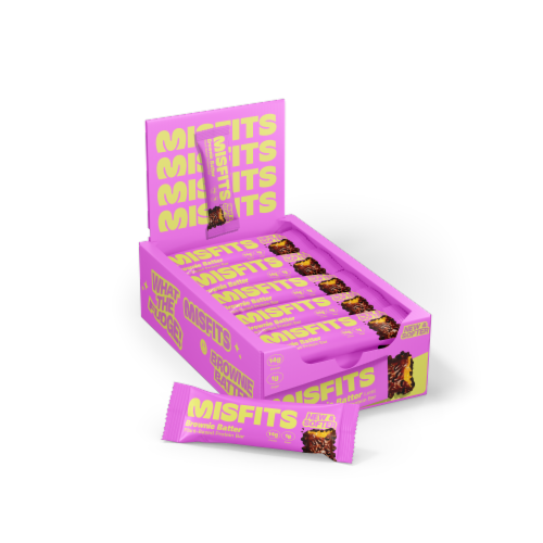 Misfits Brownie Batter Plant-Based Protein Bar Perspective: left