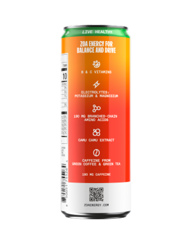 ZOA® Zero Sugar Mango Splash Energy Drink Can Perspective: left