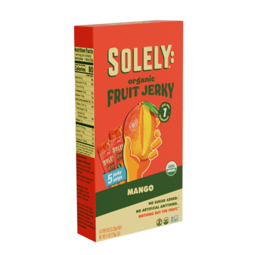Solely® Organic Mango Fruit Jerky Perspective: left