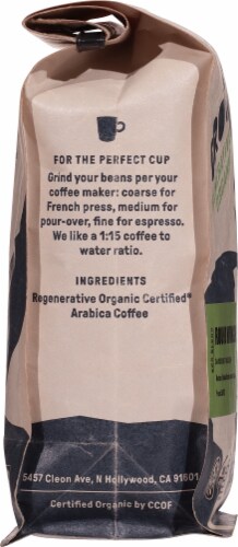 Groundwork Regenerative Organic Certified Dark Roast Whole Bean Coffee - Round Midnight Perspective: left