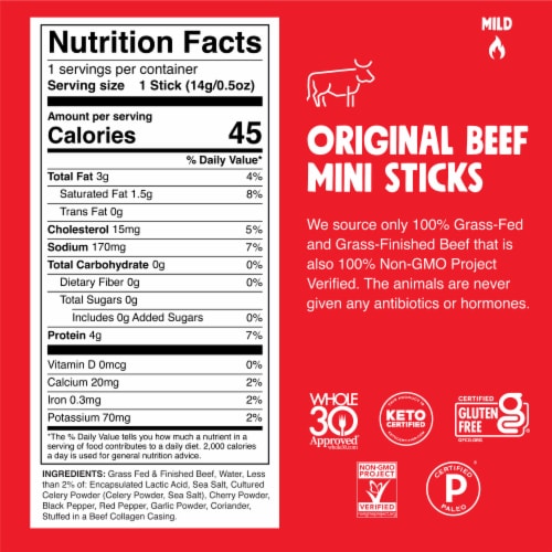 CHOMPLINGS Original Beef Sticks 14 Count Perspective: left