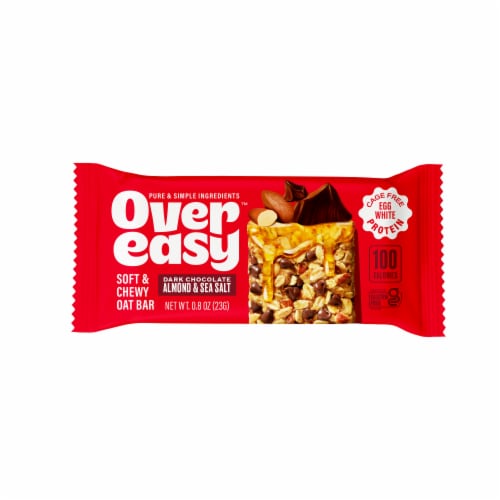 Over Easy™ Dark Chocolate Almond Sea Salt Soft & Chewy Oat Bars Perspective: left
