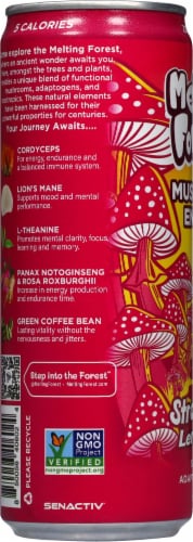 Melting Forest™ Mushroom Energy Stawberry Lemonade Sparkling Adaptogenic Drink Perspective: left