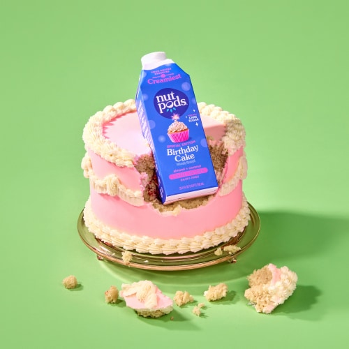 nutpods® Non Dairy Birthday Cake made with Almonds and Coconuts Coffee Creamer Perspective: left