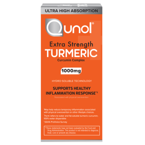 Qunol® Extra Strength Turmeric Ultra High Absorption Vegetarian Capsules 1000mg Perspective: left