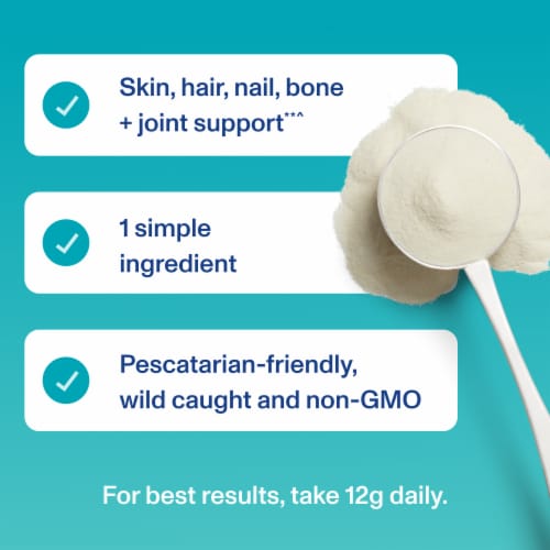 Vital Proteins Marine Collagen for Hair, Skin, Nail & Joint Support 12g Collagen Unflavored Powder Perspective: left