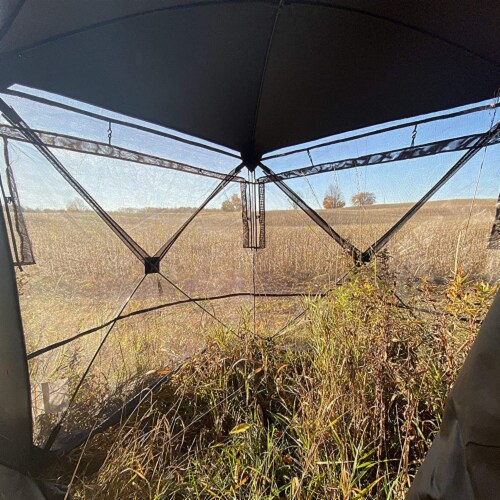 Rhino Blinds R180 3 Person Hunting Ground See-Through Mesh Blind, Realtree Edge Perspective: left
