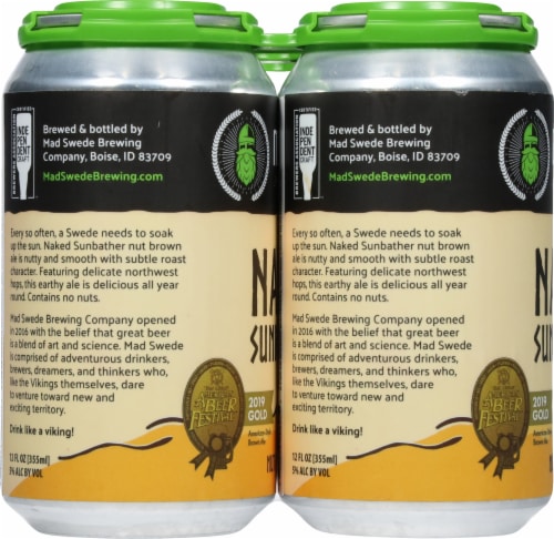 Mad Swede Brewing Company Naked Sunbather Nut Brown Ale Beer Perspective: left