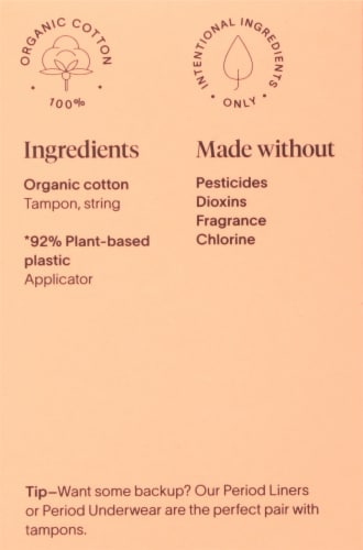 Cora® Organic Light Cotton Tampons Perspective: left