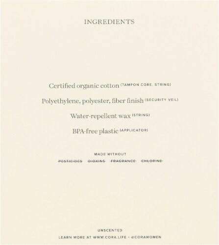 Cora™ Organic Cotton Regular Tampons Perspective: left