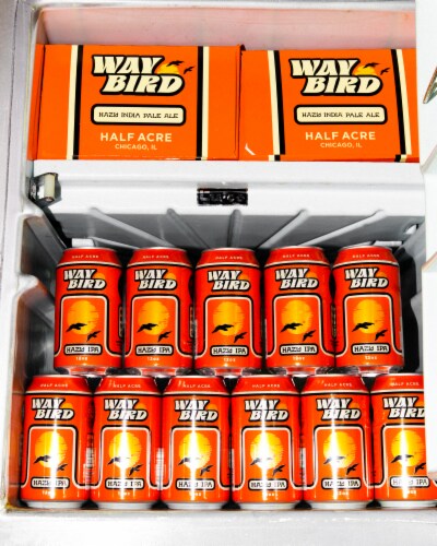 Half Acre WayBird Hazy IPA Craft Beer Perspective: left
