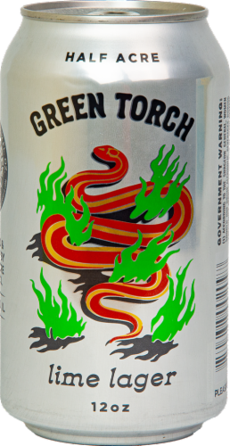 Half Acre Green Torch Lime Lager Craft Beer Perspective: left