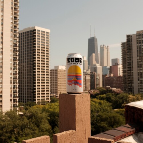 Half Acre Tome Hazy Pale Ale Craft Beer Perspective: left