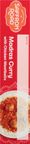 Saffron Road Gluten Free Madras Curry Frozen Meal with Chicken Meatballs Perspective: left