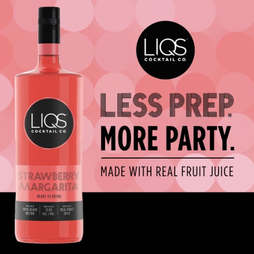 LIQS Strawberry Margarita Ready to Drink Cocktail Perspective: left