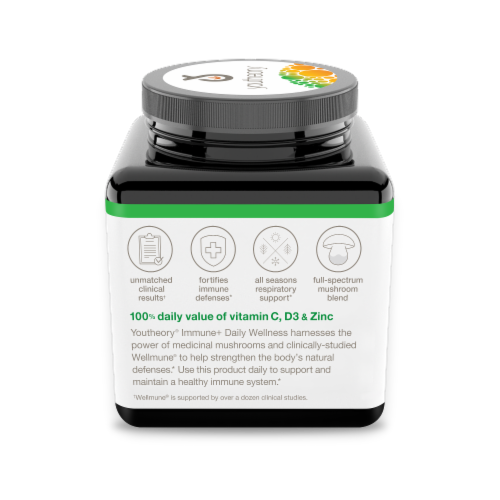 Youtheory® Immune + Daily Wellness Vegetarian Capsules Perspective: left