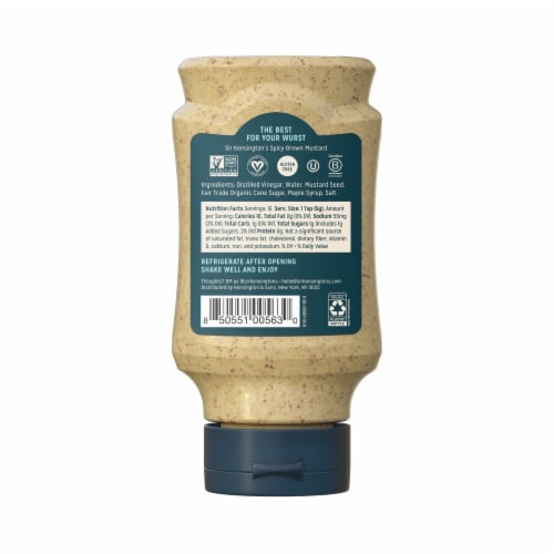 Sir Kensington's Vegan & Paleo Spicy Brown Mustard Gluten-Free Condiment Perspective: left