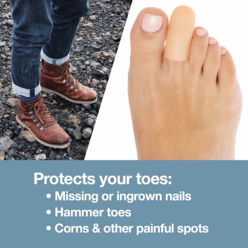 ZenToes 6 Pack Gel Toe Caps - Cushions and Protects Toes from Rubbing - (Small, Beige) Perspective: left