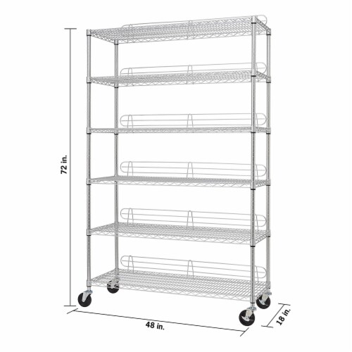 TRINITY EcoStorage Heavy Duty 6 Tier Adjustable Wire Shelving w Wheels Chrome 1 Piece Gerbes Super Markets