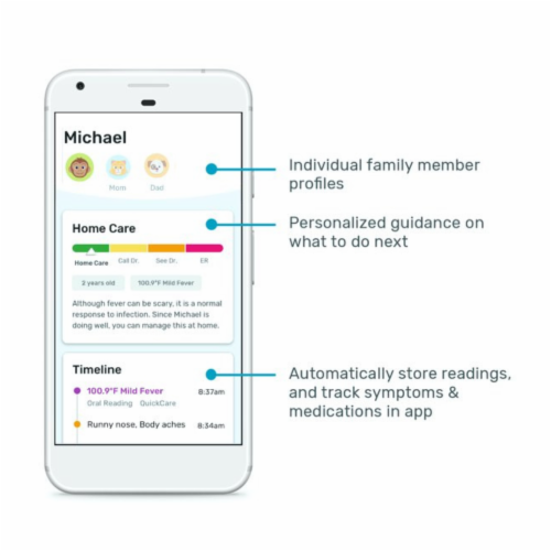 Kinsa QuickCare Bluetooth Smart Thermometer Perspective: left