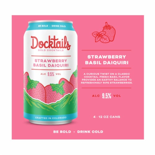 Dry Dock Docktails Strawberry Basil Daiquiri Cocktail Perspective: left