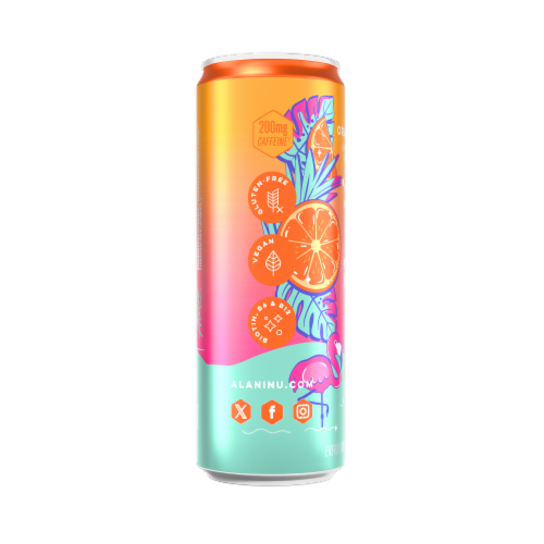Alani Nu Orange Kiss Energy Drink Can Perspective: left